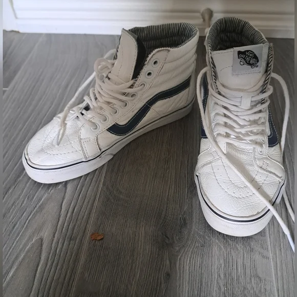 Vans OFF THE WALL supple leather HI TOP white skateboard shoes sneakers UNISEX - Picture 9 of 13